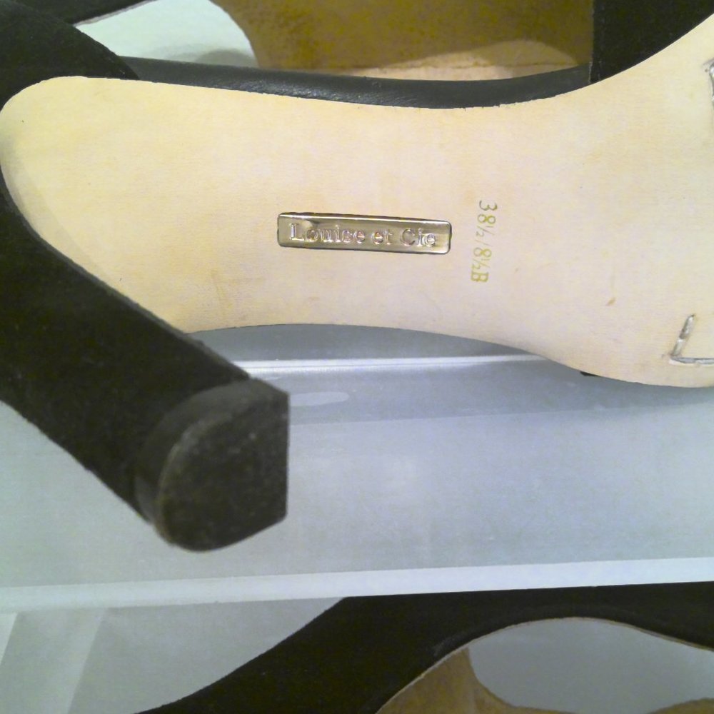 Louise et Cie LO-OLIVIA Train Black Suede Open Shoe Toe  Sz 8.5 - Picture 5 of 9